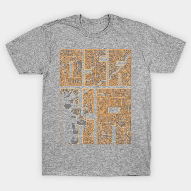 Osaka, Kansai, Japan City Map Typography - Bauhaus T-Shirt by deMAP Studio